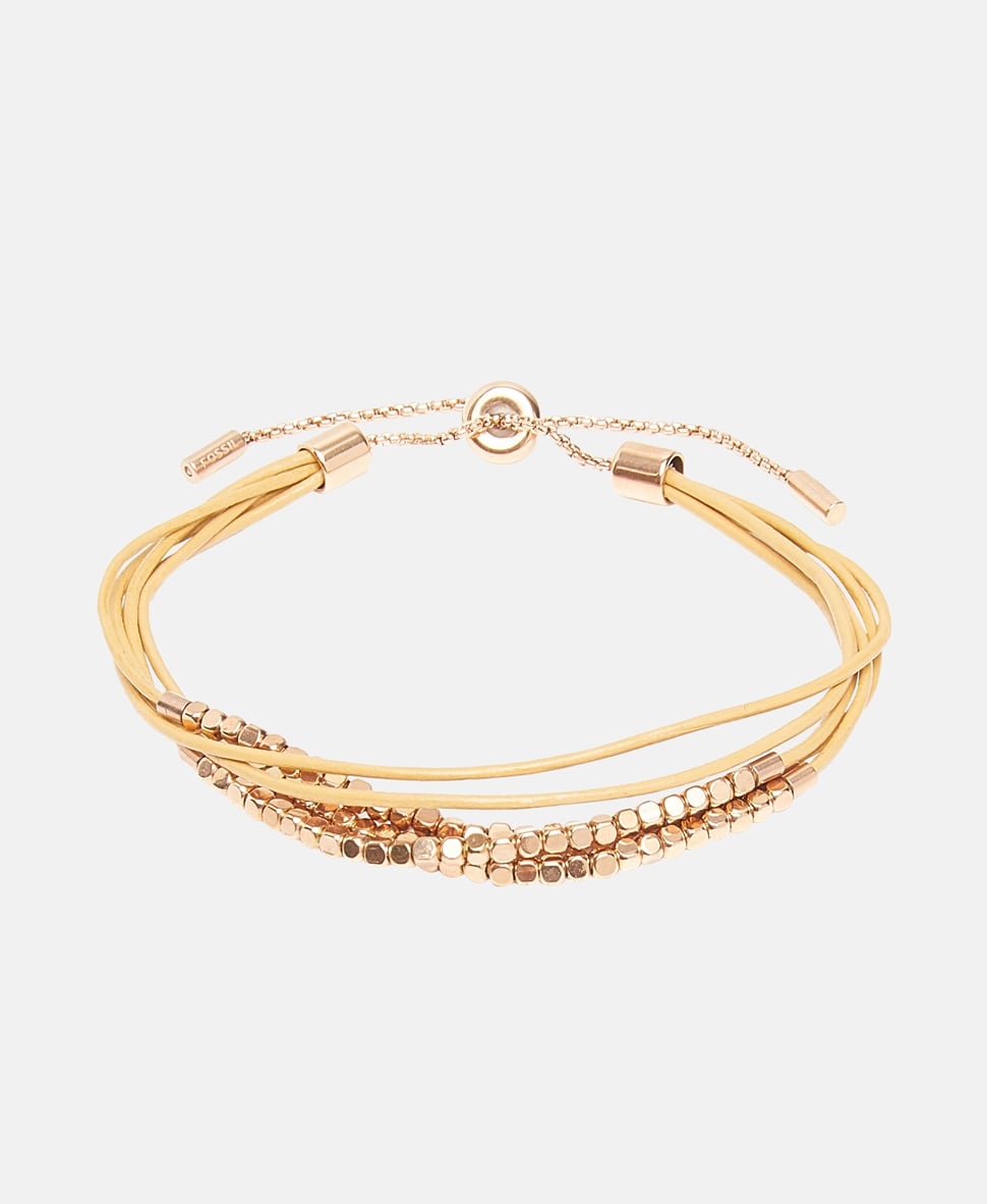 Fossil kožený náramek Růžově zlatá 1