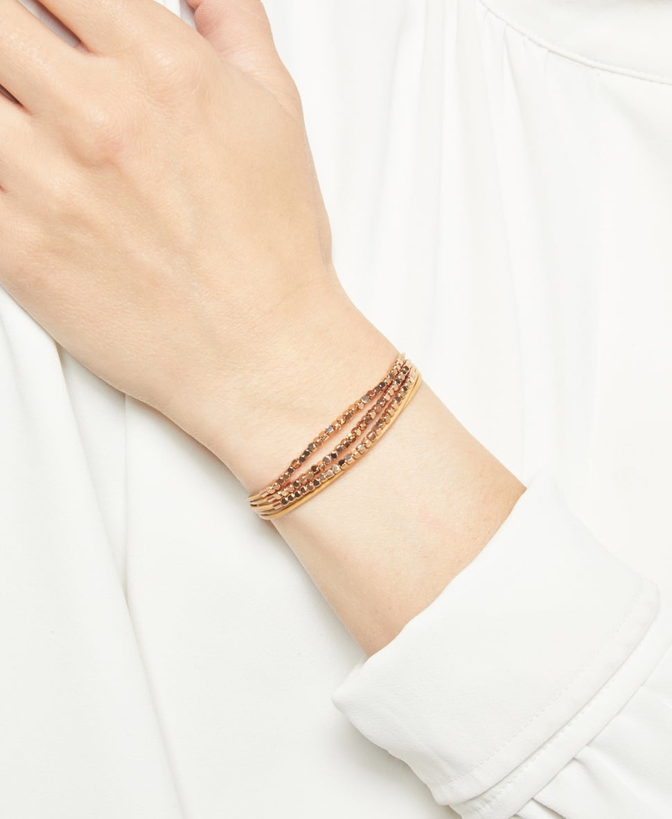 Fossil kožený náramek Růžově zlatá 3