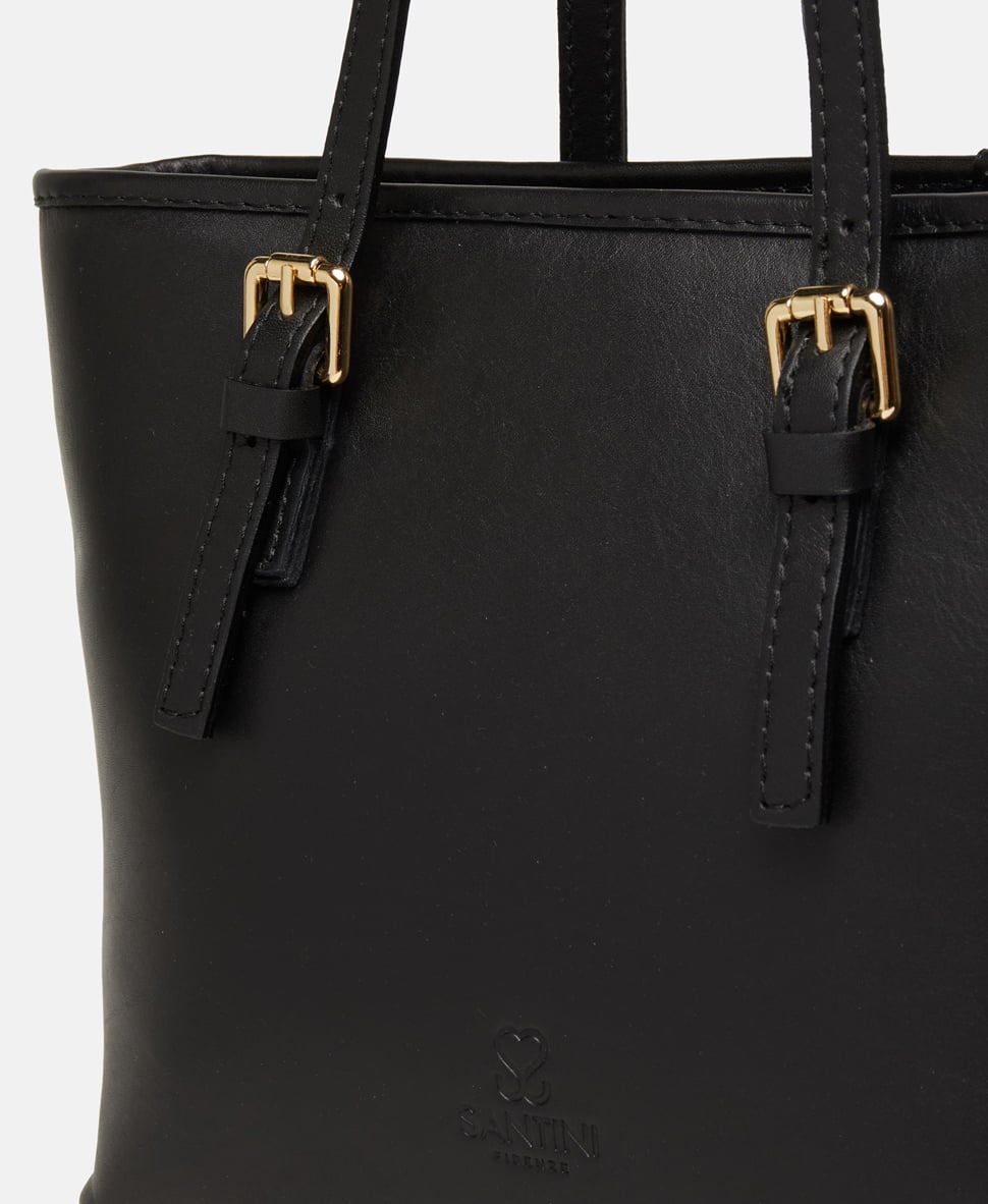 Santini Firenze kožená kabelka shopper Černá 2