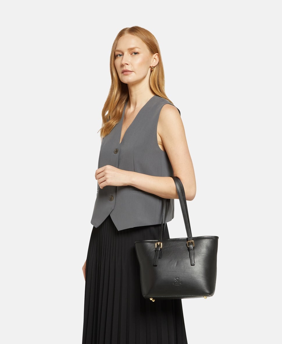 Santini Firenze kožená kabelka shopper Černá 5