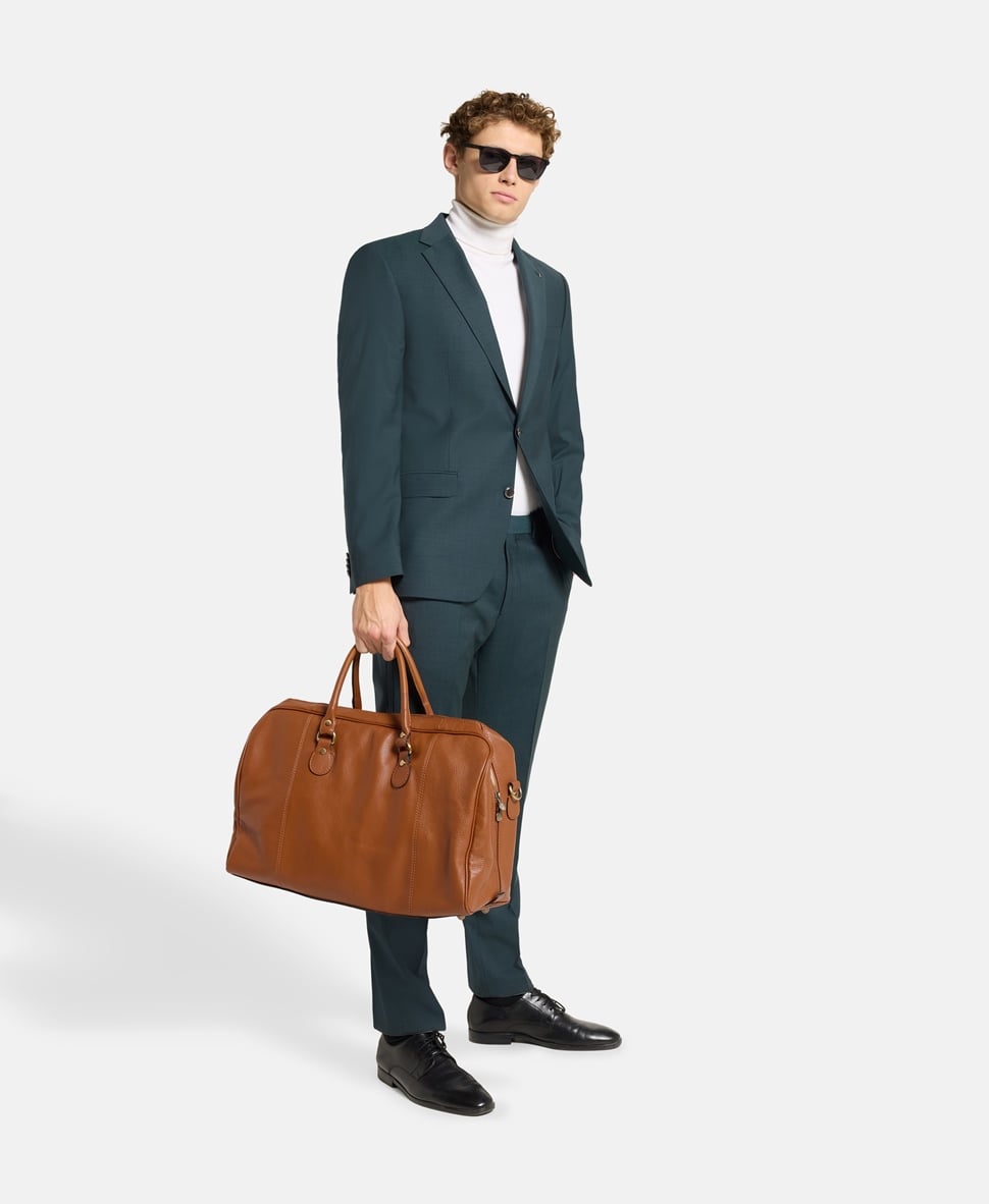 Santini Firenze kožená taška weekender Koňaková 5